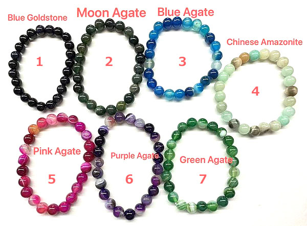 Blue Goldstone, Blue Agate, Pink Agate, Purple Agate, Green Agate,Chinese Amazonite, Moon Agate